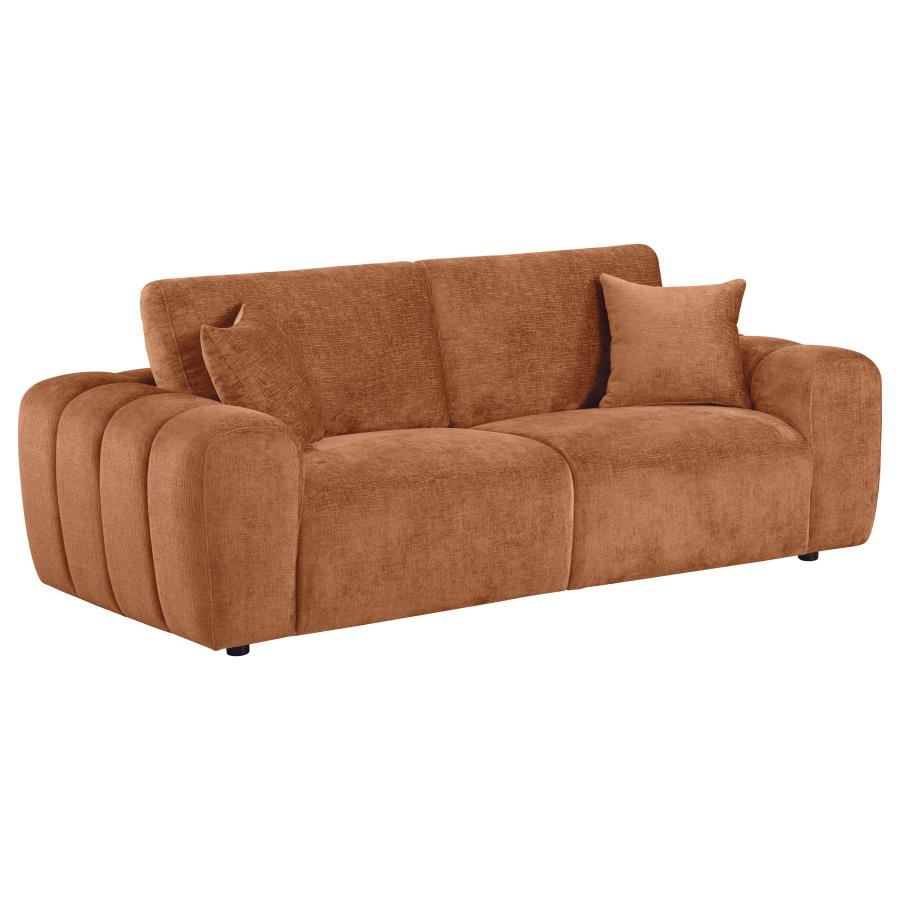 Burnett Chenille Upholstered Wide Arm Sofa Burnt Orange-1
