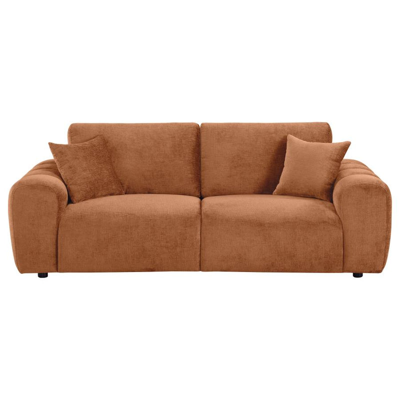 Burnett Chenille Upholstered Wide Arm Sofa Burnt Orange-zoom-