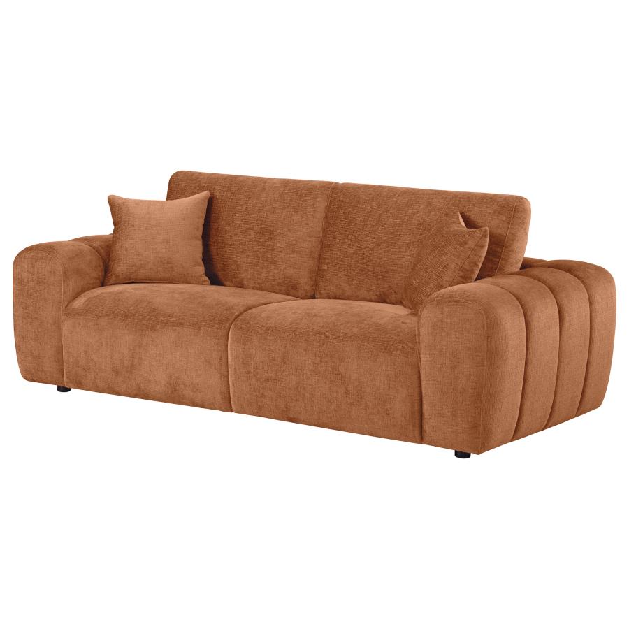 Burnett Chenille Upholstered Wide Arm Sofa Burnt Orange-4