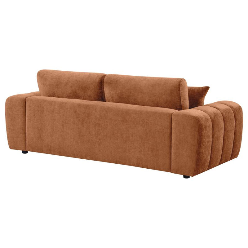 Burnett Chenille Upholstered Wide Arm Sofa Burnt Orange-zoom-
