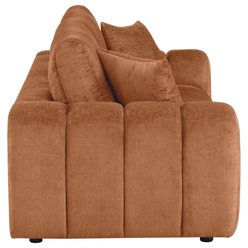 Burnett Chenille Upholstered Wide Arm Sofa Burnt Orange-zoom-