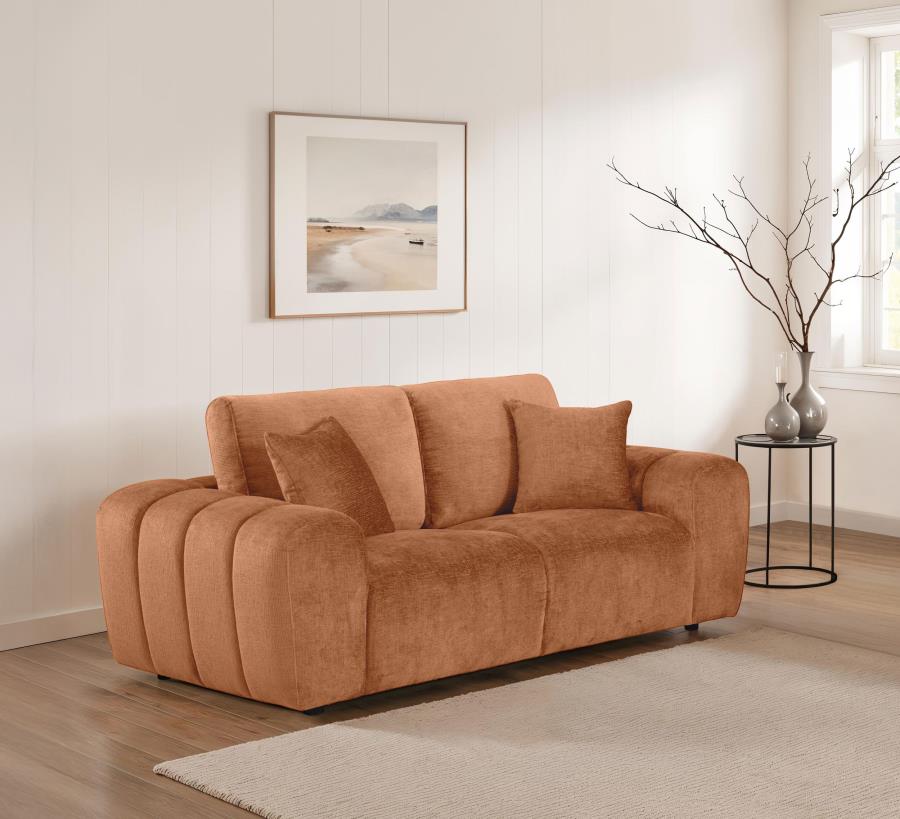 Burnett Chenille Upholstered Wide Arm Loveseat Burnt Orange-zoom-2
