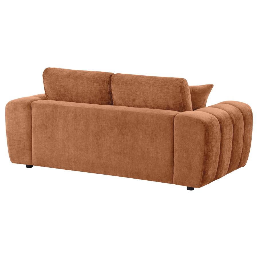 Burnett Chenille Upholstered Wide Arm Loveseat Burnt Orange-7