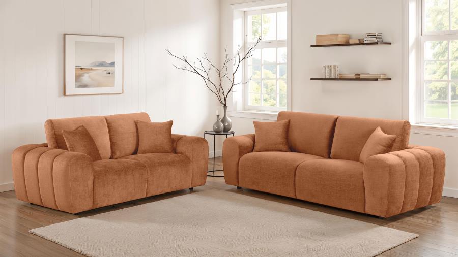 Burnett Chenille Upholstered Wide Arm Loveseat Burnt Orange-11