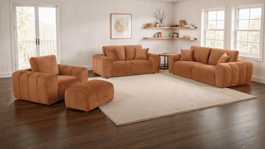 Burnett Chenille Upholstered Wide Arm Loveseat Burnt Orange-zoom-13