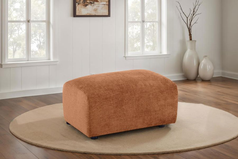 Burnett Chenille Upholstered Ottoman Burnt Orange-zoom-