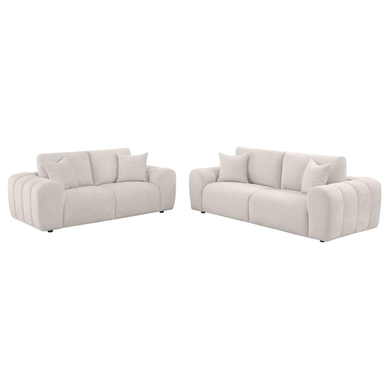 Burnett 2-piece Chenille Upholstered Sofa Set Ivory-zoom-