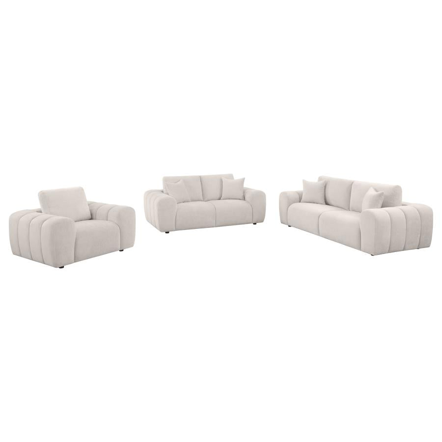 Burnett 3-piece Chenille Upholstered Sofa Set Ivory-zoom-2