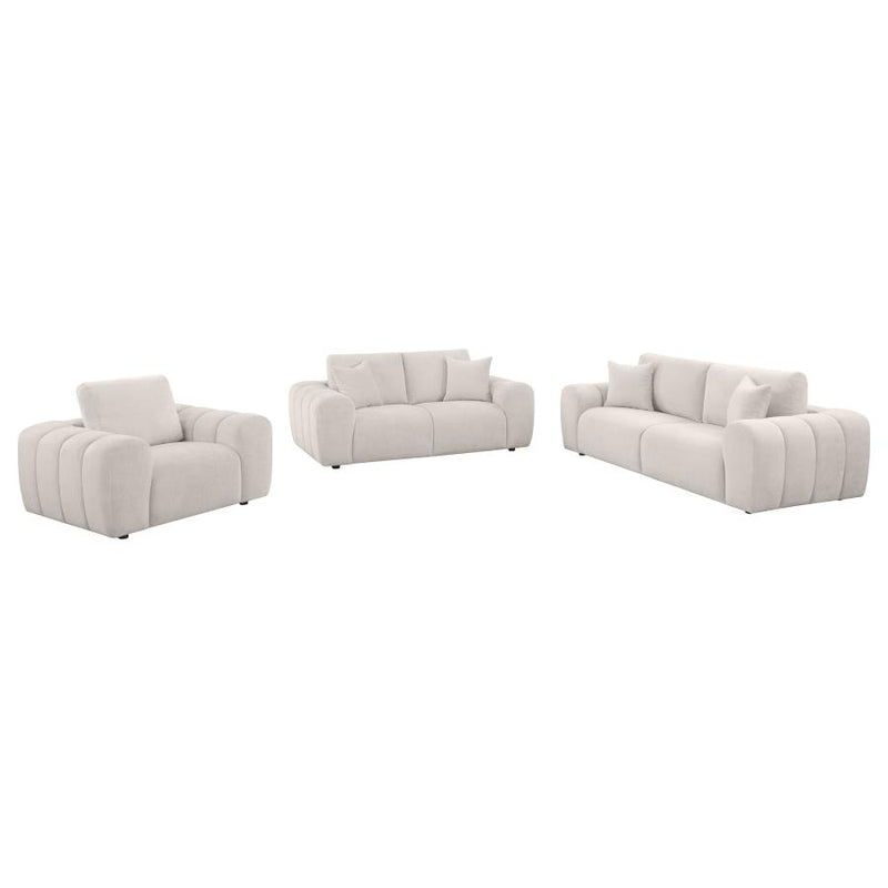 Burnett 3-piece Chenille Upholstered Sofa Set Ivory-zoom-
