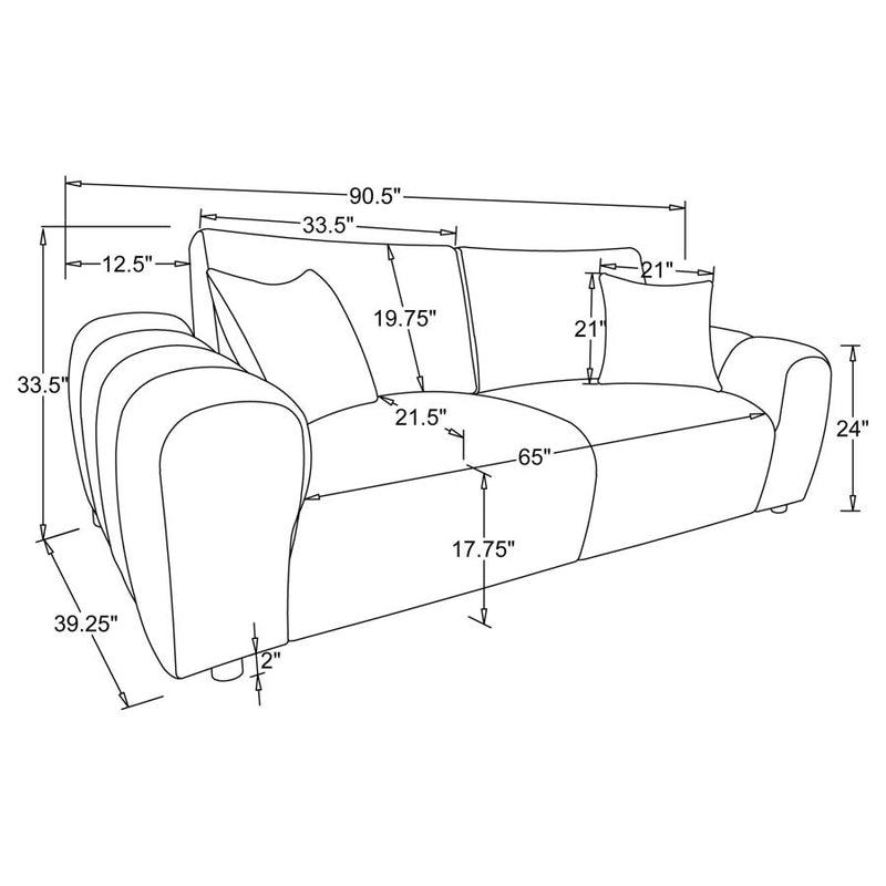 Burnett 3-piece Chenille Upholstered Sofa Set Ivory-zoom-
