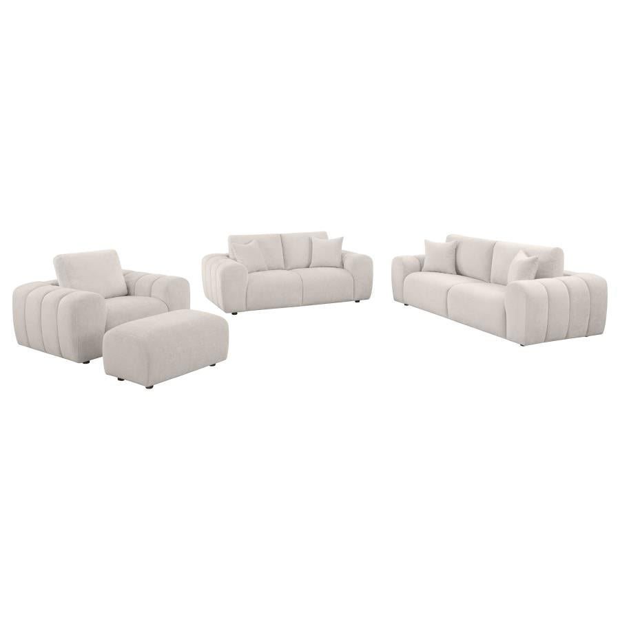 Burnett 4-piece Chenille Upholstered Sofa Set Ivory-zoom-2