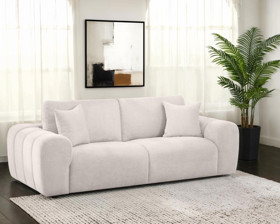Burnett Chenille Upholstered Wide Arm Sofa Ivory-2