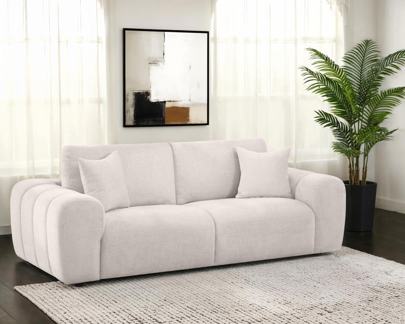 Burnett Chenille Upholstered Wide Arm Sofa Ivory-zoom-