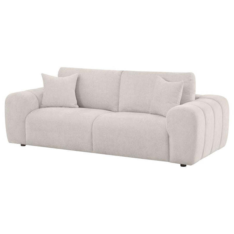 Burnett Chenille Upholstered Wide Arm Sofa Ivory-zoom-