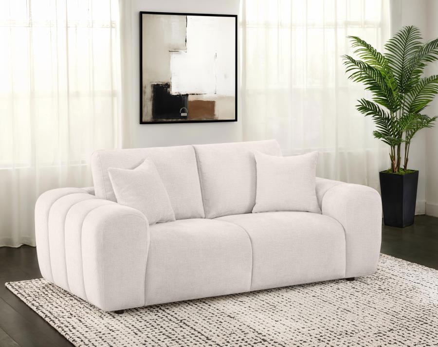 Burnett Chenille Upholstered Wide Arm Loveseat Ivory-2