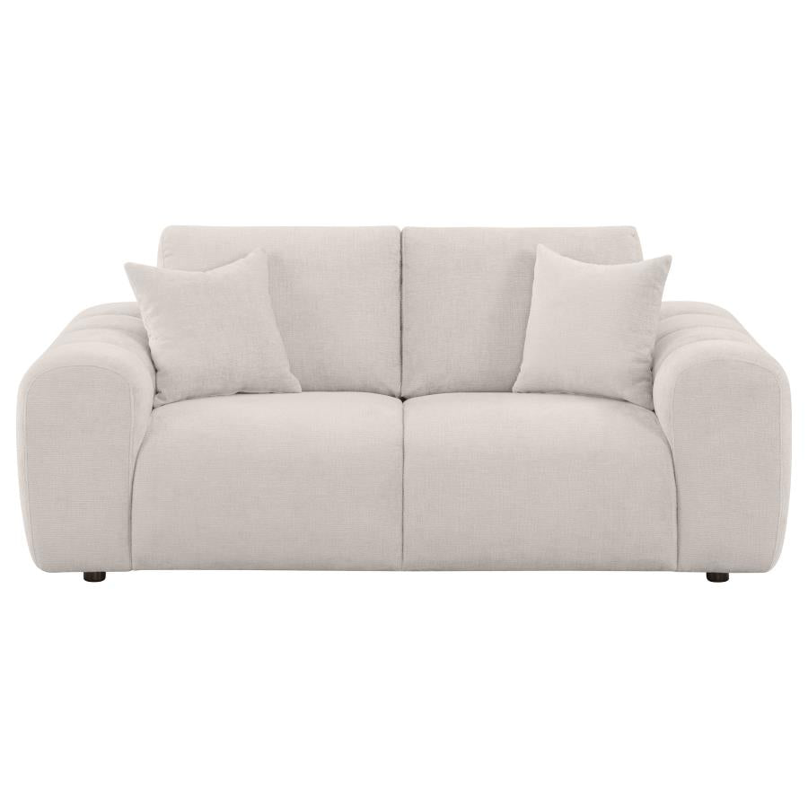 Burnett Chenille Upholstered Wide Arm Loveseat Ivory-zoom-3