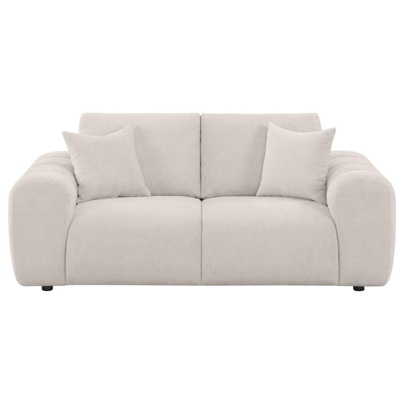 Burnett Chenille Upholstered Wide Arm Loveseat Ivory-zoom-