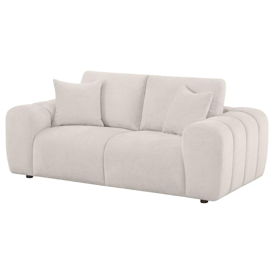 Burnett Chenille Upholstered Wide Arm Loveseat Ivory-4