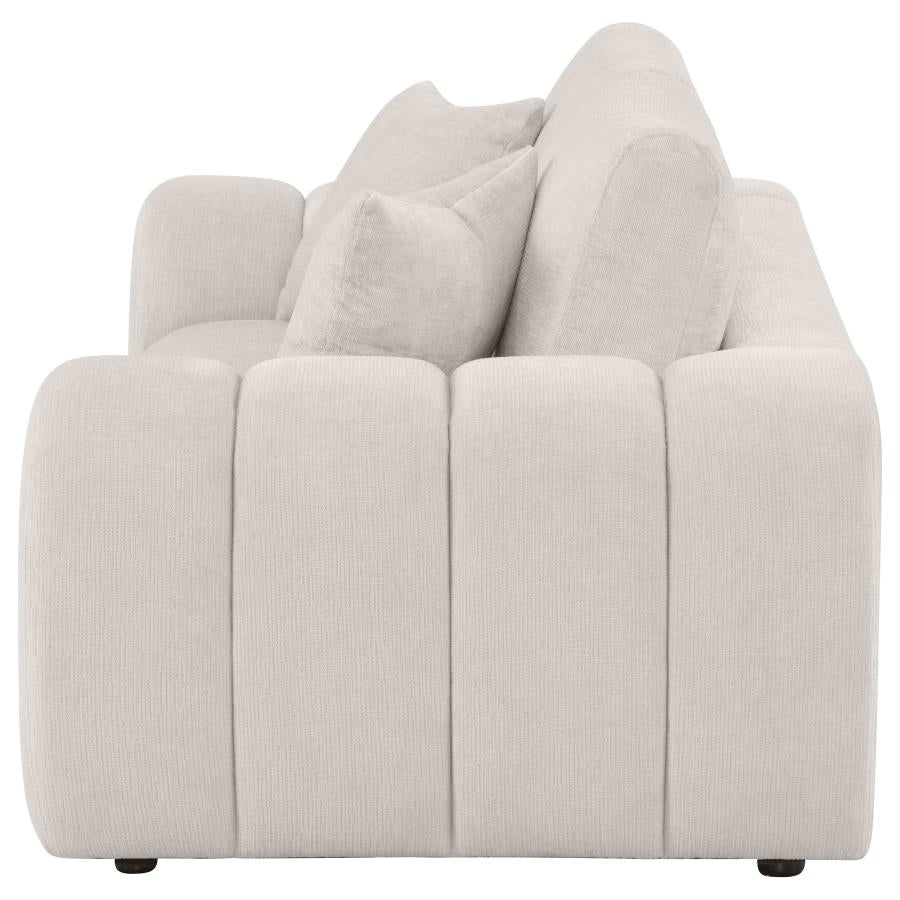 Burnett Chenille Upholstered Wide Arm Loveseat Ivory-5
