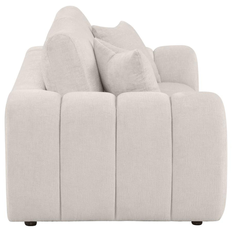 Burnett Chenille Upholstered Wide Arm Loveseat Ivory-zoom-