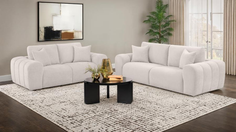 Burnett Chenille Upholstered Wide Arm Loveseat Ivory-zoom-