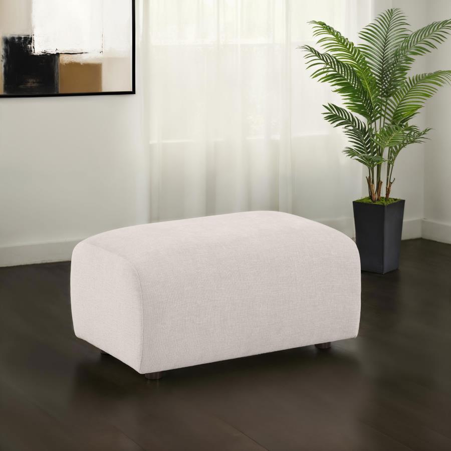 Burnett Chenille Upholstered Ottoman Ivory-zoom-2