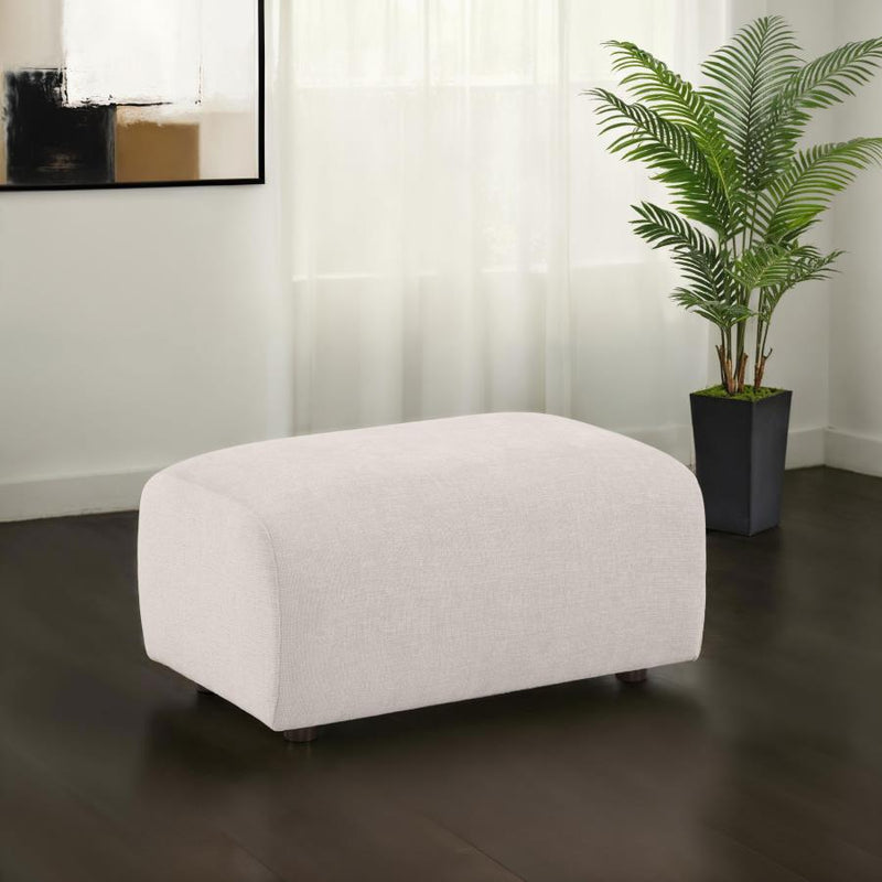 Burnett Chenille Upholstered Ottoman Ivory-zoom-