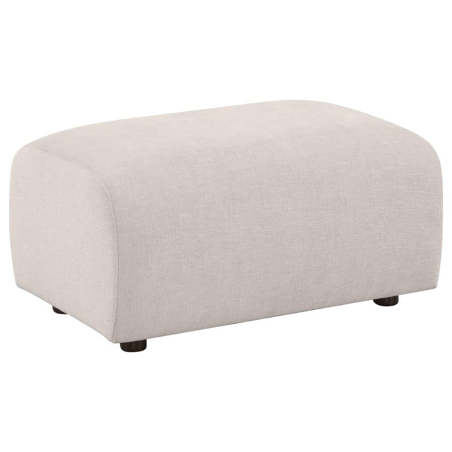 Burnett Chenille Upholstered Ottoman Ivory-zoom-1