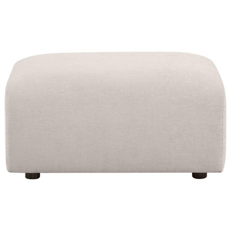 Burnett Chenille Upholstered Ottoman Ivory-zoom-
