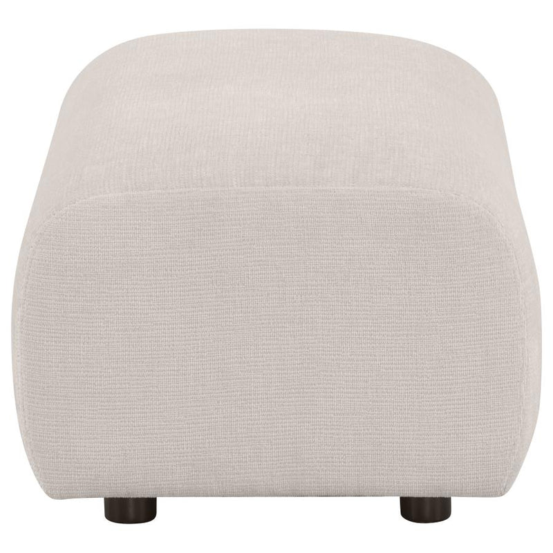 Burnett Chenille Upholstered Ottoman Ivory-zoom-
