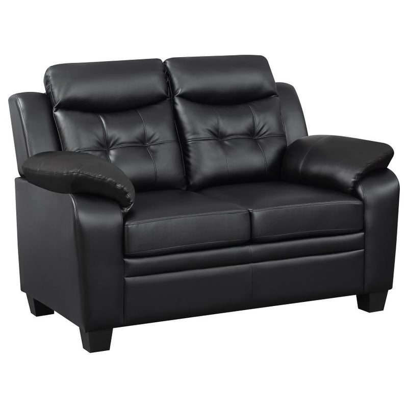 Finley 2-piece Upholstered Padded Arm Tufted Sofa Set Black-zoom-