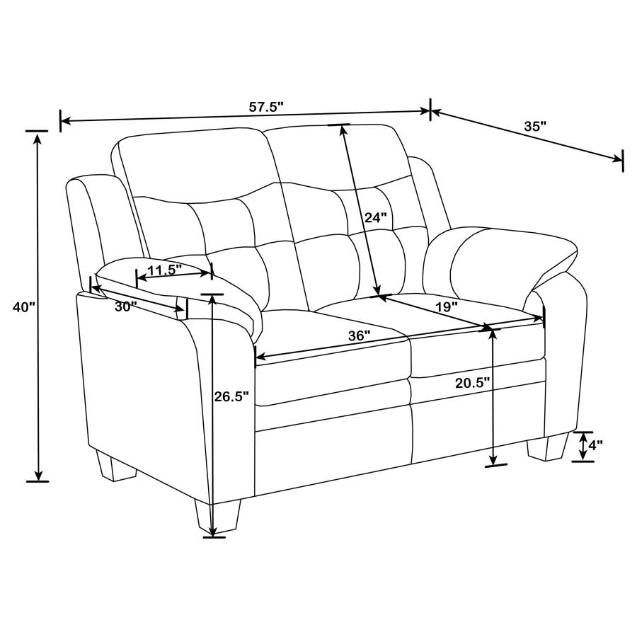Finley 2-piece Upholstered Padded Arm Tufted Sofa Set Black-13