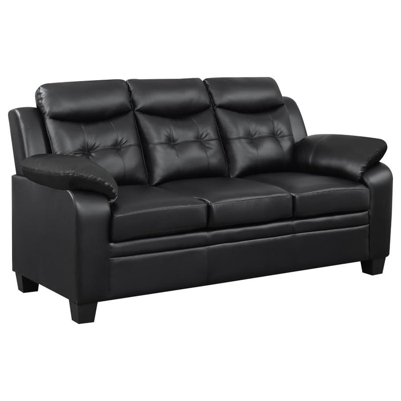 Finley 3-piece Upholstered Padded Arm Tufted Sofa Set Black-zoom-