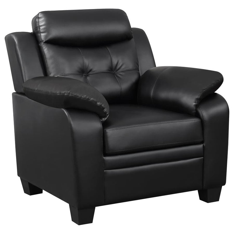 Finley 3-piece Upholstered Padded Arm Tufted Sofa Set Black-zoom-