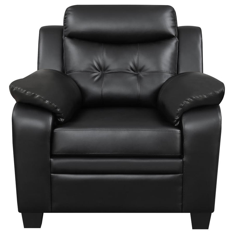 Finley 3-piece Upholstered Padded Arm Tufted Sofa Set Black-zoom-