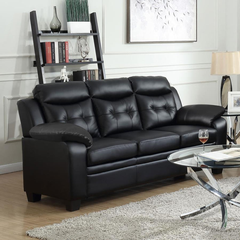 Finley Upholstered Padded Arm Tufted Sofa Black-zoom-