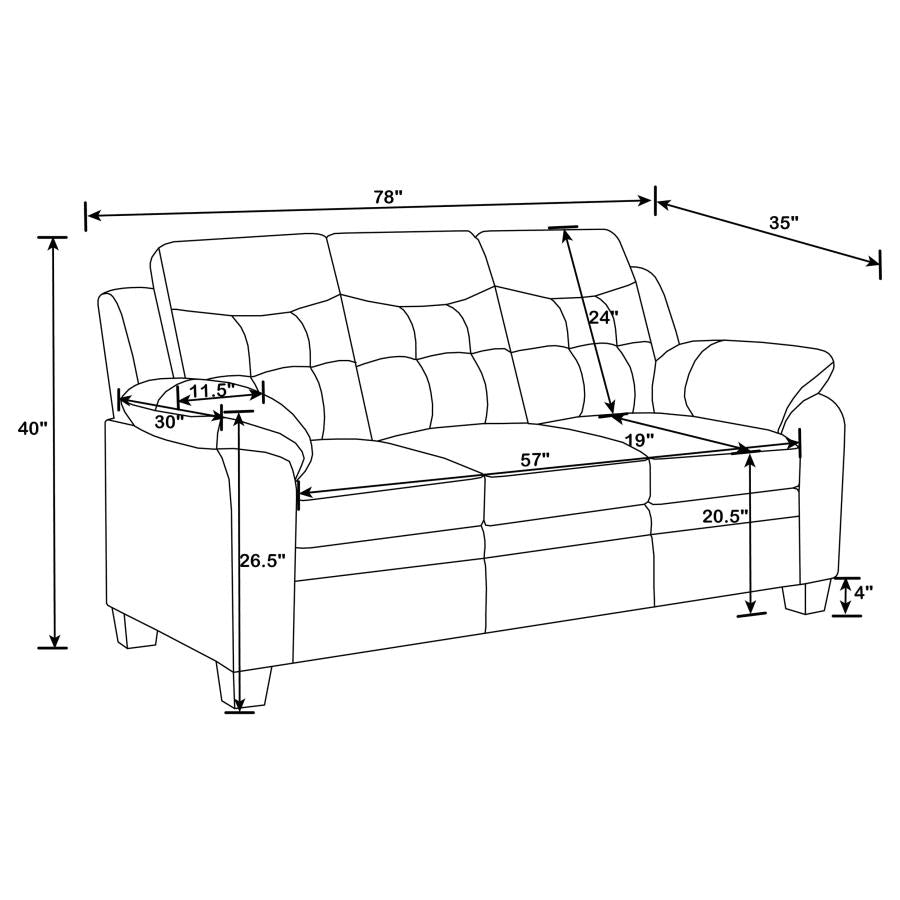 Finley Upholstered Padded Arm Tufted Sofa Black-9