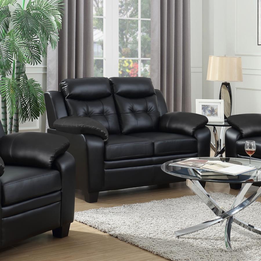 Finley Upholstered Padded Arm Tufted Loveseat Black-1