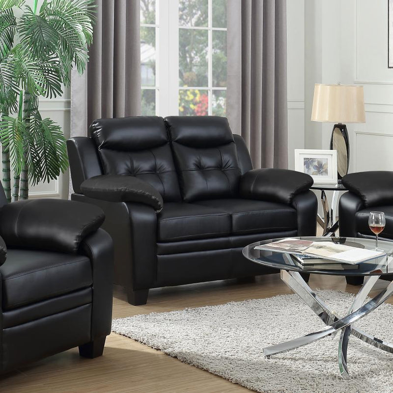Finley Upholstered Padded Arm Tufted Loveseat Black-zoom-