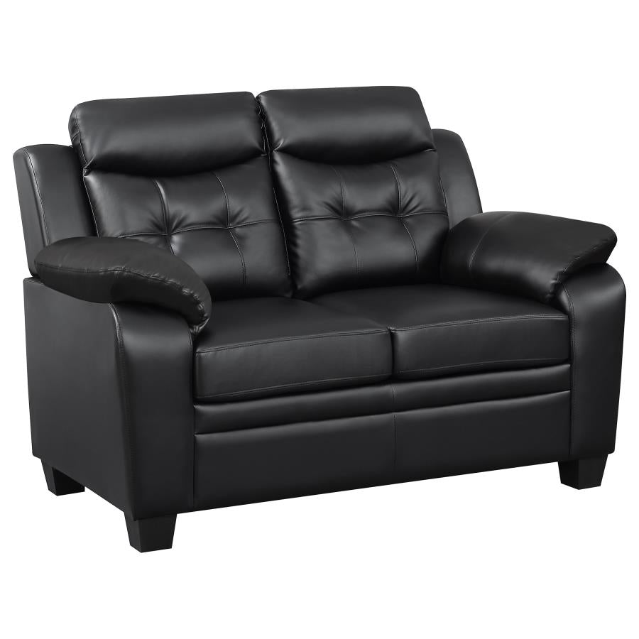 Finley Upholstered Padded Arm Tufted Loveseat Black-2