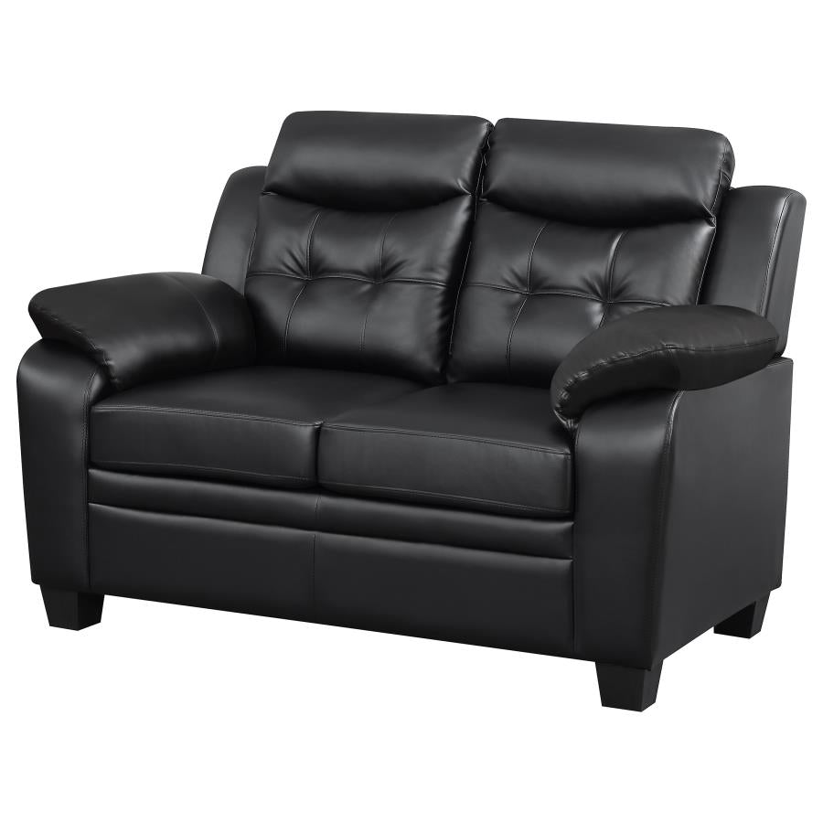 Finley Upholstered Padded Arm Tufted Loveseat Black-zoom-4