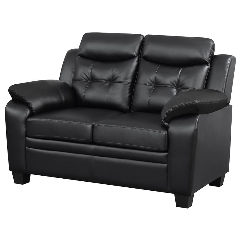 Finley Upholstered Padded Arm Tufted Loveseat Black-zoom-