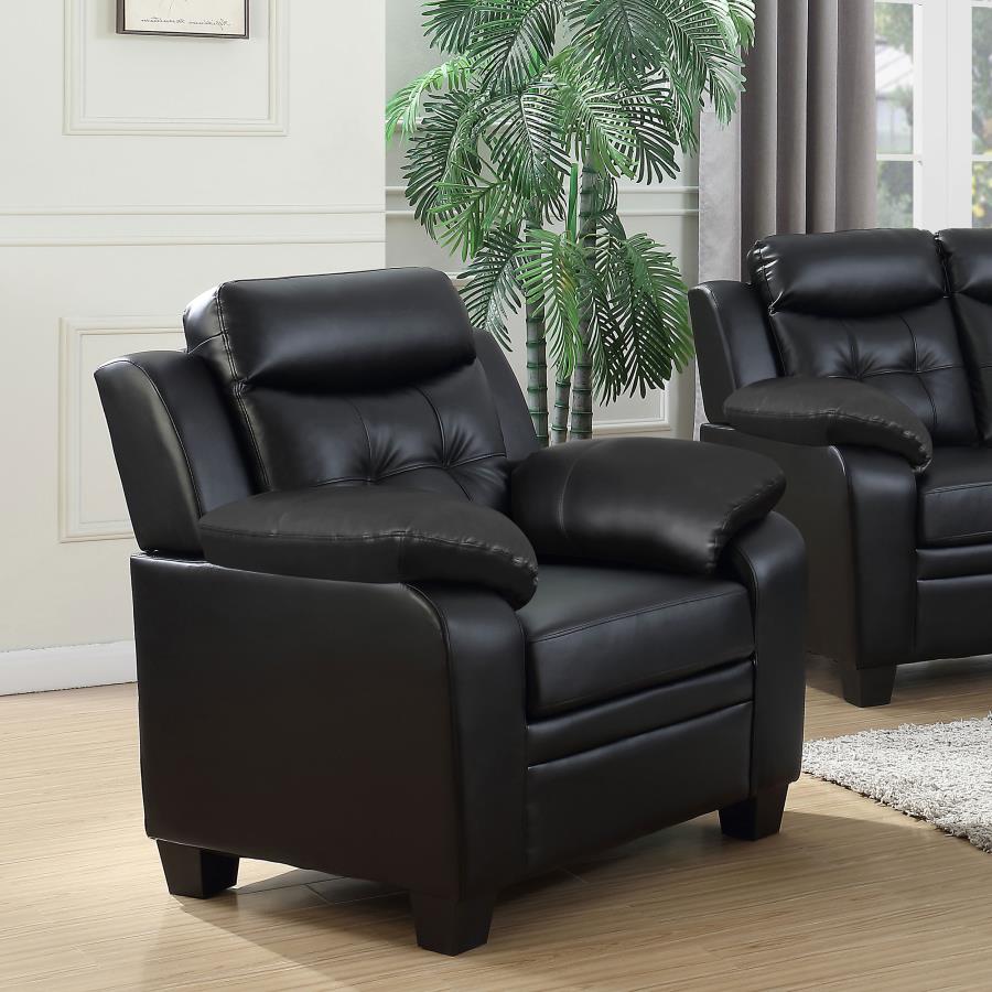 Finley Upholstered Padded Arm Tufted Accent Chair Black-zoom-2