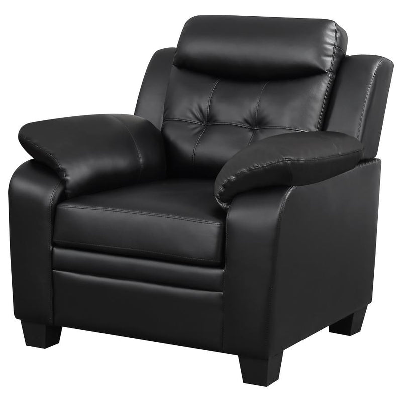 Finley Upholstered Padded Arm Tufted Accent Chair Black-zoom-