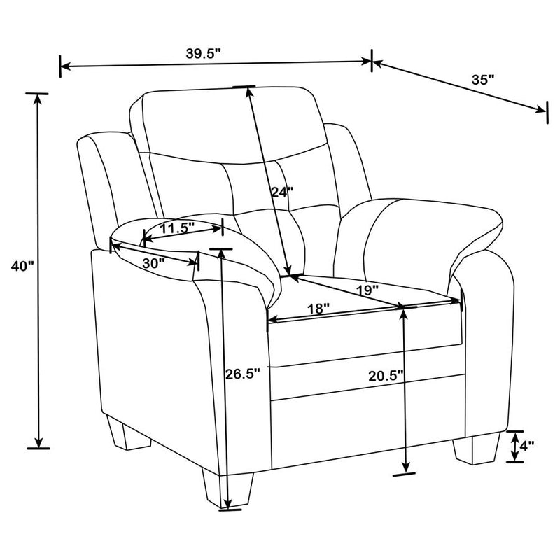 Finley Upholstered Padded Arm Tufted Accent Chair Black-zoom-