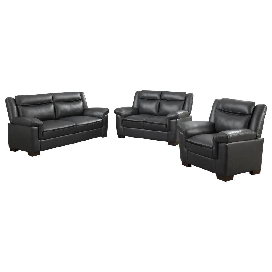 Arabella 3-piece Upholstered Padded Arm Sofa Set Grey-2