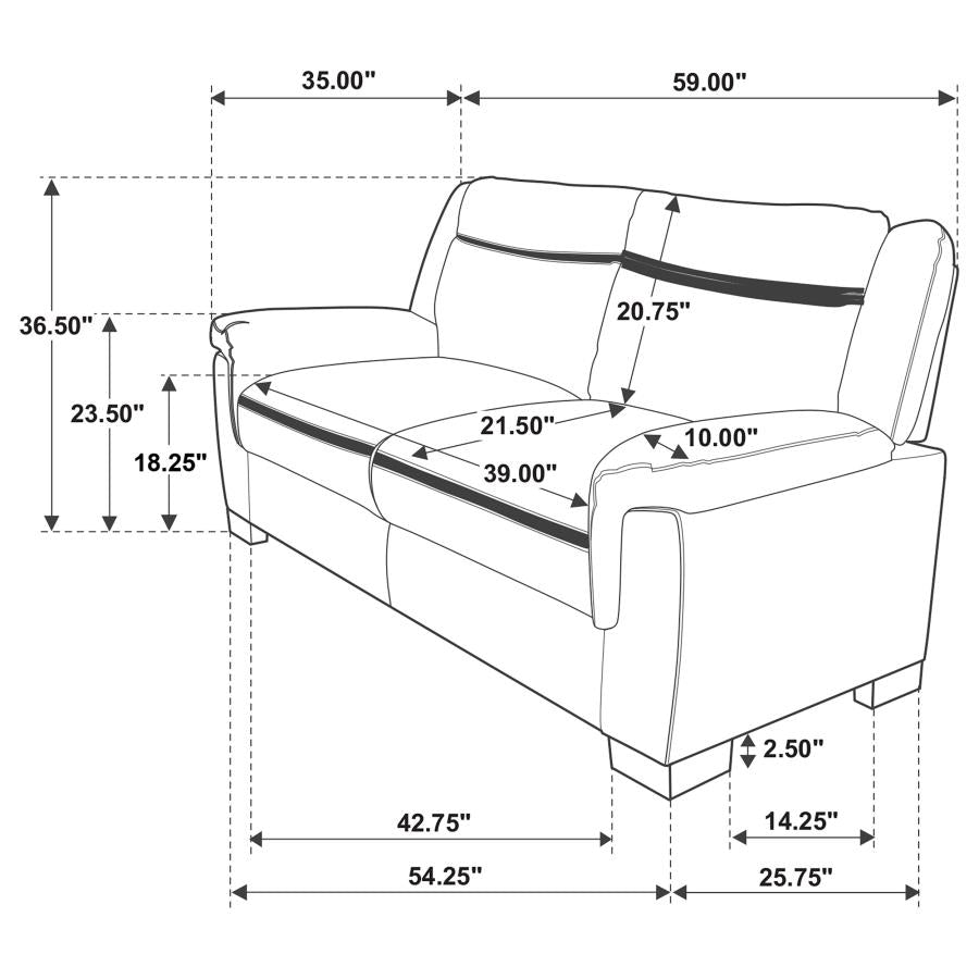 Arabella 3-piece Upholstered Padded Arm Sofa Set Grey-zoom-10
