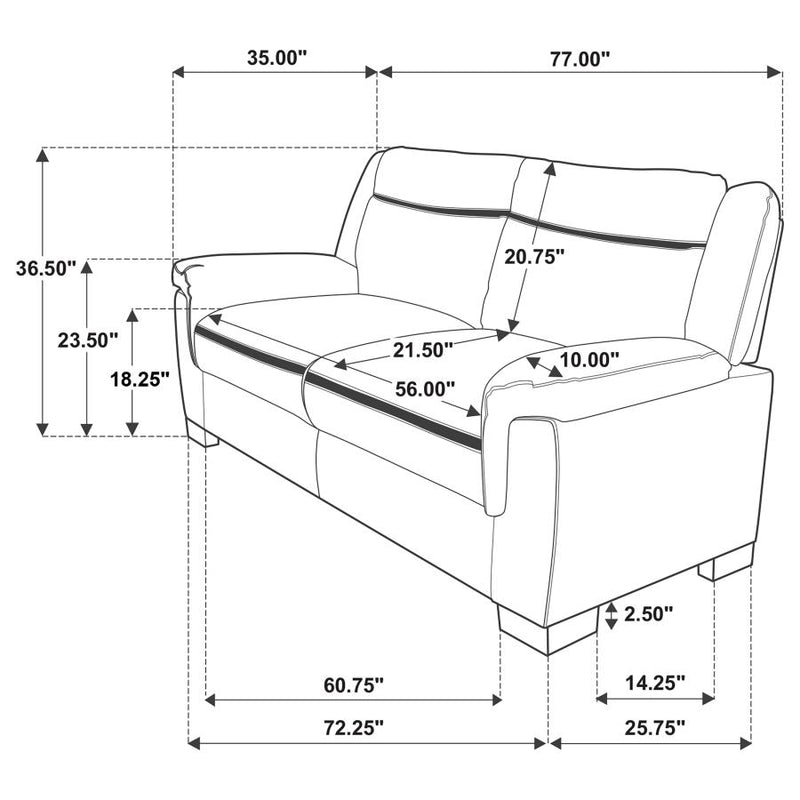 Arabella Upholstered Padded Arm Sofa Grey-zoom-