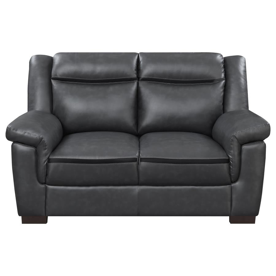 Arabella Upholstered Padded Arm Loveseat Grey-zoom-3