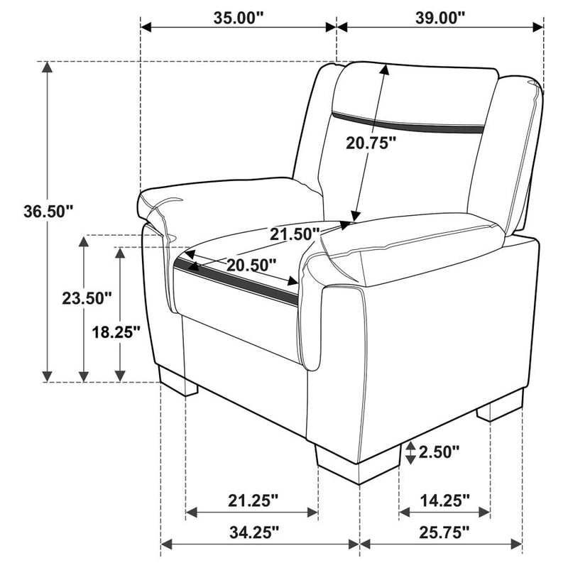 Arabella Upholstered Padded Arm Accent Chair Grey-zoom-